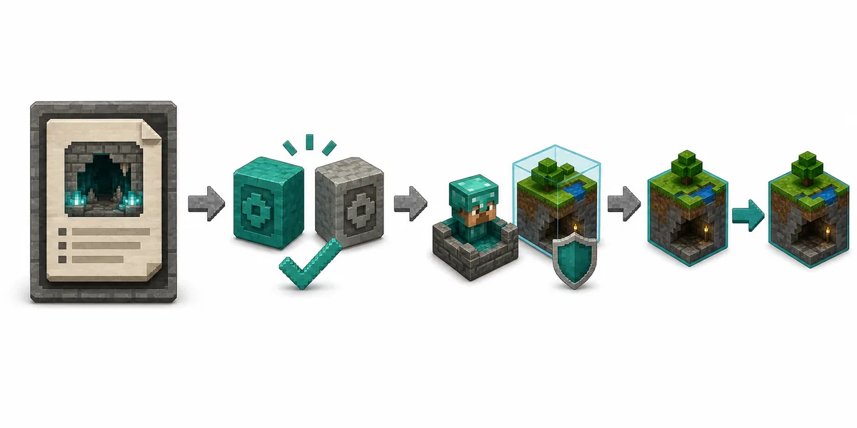 Illustrative source, version, profile, and test world checklist for installing Cave Dweller Mod Minecraft