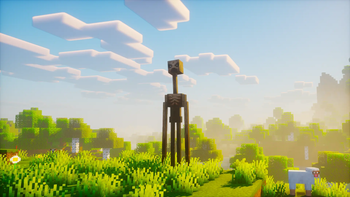 Official Kenny horror mod gallery screenshot showing a tall hostile-looking figure in a Minecraft field