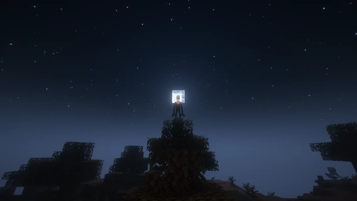 Official Modrinth project media showing The Man From The Fog watching from a tree at night
